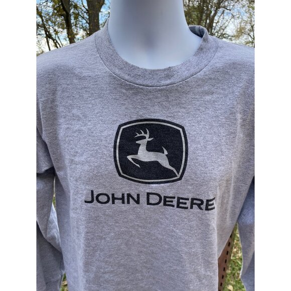 John Deere Gray Long Sleeve Shirt Medium USA Team Ottumwa 2015 Heavyweight - Picture 2 of 8